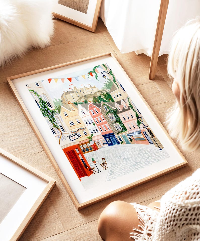 Edinburgh Poster Skottland Konsttryck Stadsväggkonst Lägenhetskök Väggkonst Galleri Bokinspirerad Reseaffisch Nytt Hem Inflyttningspresent bild 5