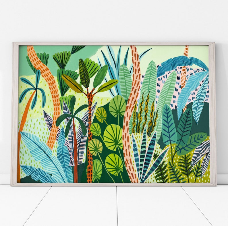 Malaysian Jungle / Botanical Illustration / Jungle Print / Tropical / Home Decor / Dorm Wall Art/Botanical Print/Nursery Decor/Tropical Art image 3