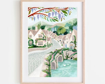 Cotswolds England Art Print, Castle Combe Art Print, English Countryside Wall Art, Cottage Core, London Wall Art, English Landscape