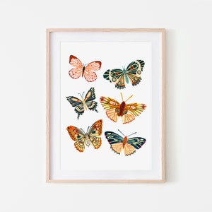 Butterfly Wall Art, Insect Print, Nursery Wall Art, Bugs Print, Kids Room Decor, Animal Nursery, Bugs Art, Woodland Nursery, Gift for Her image 1