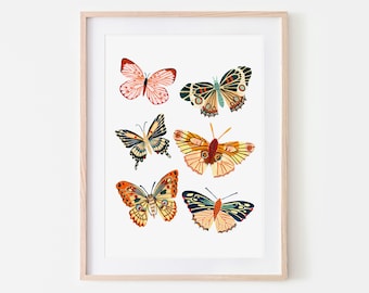 Butterfly Wall Art, Insect Print, Nursery Wall Art, Bugs Print, Kids Room Decor, Animal Nursery, Bugs Art, Woodland Nursery, Gift for Her