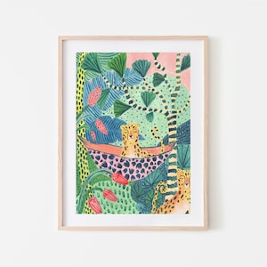 Leopard Print / Botanical Print / Jungle / Safari / Nursery Wall Art / Botanical Illustration / Tropical Art / Jungle Print/Cheetah/Wall Art image 1
