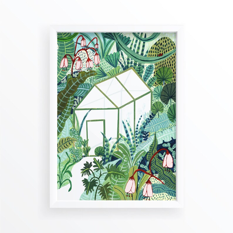 Jungle Greenhouse / Botanical Illustration / Jungle Print / Tropical / Home Decor / Dorm Wall Art/Botanical Print/Nursery Decor/Tropical Art image 2
