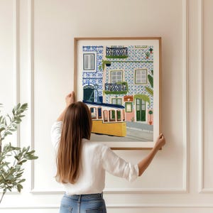 Lisbon Poster Portugal Art Print Kitchen Wall Art Gallery Wall Portuguese Tile Hand Painted Travel New Home Housewarming Gift Colorful image 2