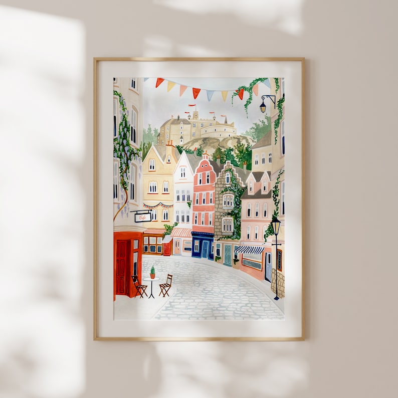 Edinburgh Poster Skottland Konsttryck Stadsväggkonst Lägenhetskök Väggkonst Galleri Bokinspirerad Reseaffisch Nytt Hem Inflyttningspresent bild 4