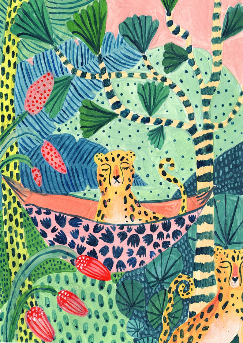 Leopard Print / Botanical Print / Jungle / Safari / Nursery Wall Art / Botanical Illustration / Tropical Art / Jungle Print/Cheetah/Wall Art image 5