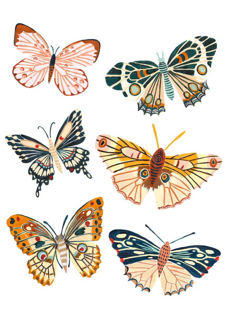 Butterfly Wall Art, Insect Print, Nursery Wall Art, Bugs Print, Kids Room Decor, Animal Nursery, Bugs Art, Woodland Nursery, Gift for Her image 6