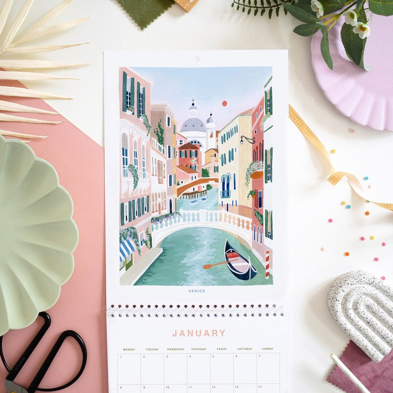 Calendar, 2024 Italy Travel Calendar, Monthly Calendar, Travel wall Calendar, Illustrated 12 Month Calendar, Travel Gift, Wall Decor image 4