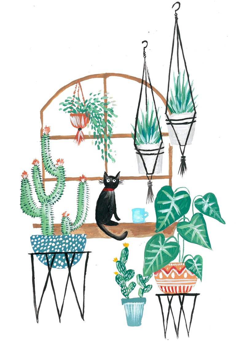 Black Cat / Cat Art / Cat Lover Gift / Home Decor / Cat Print / Gift for her / Cat / Cat Decor / Wall Art / Dorm Decor / Cat Illustration image 6