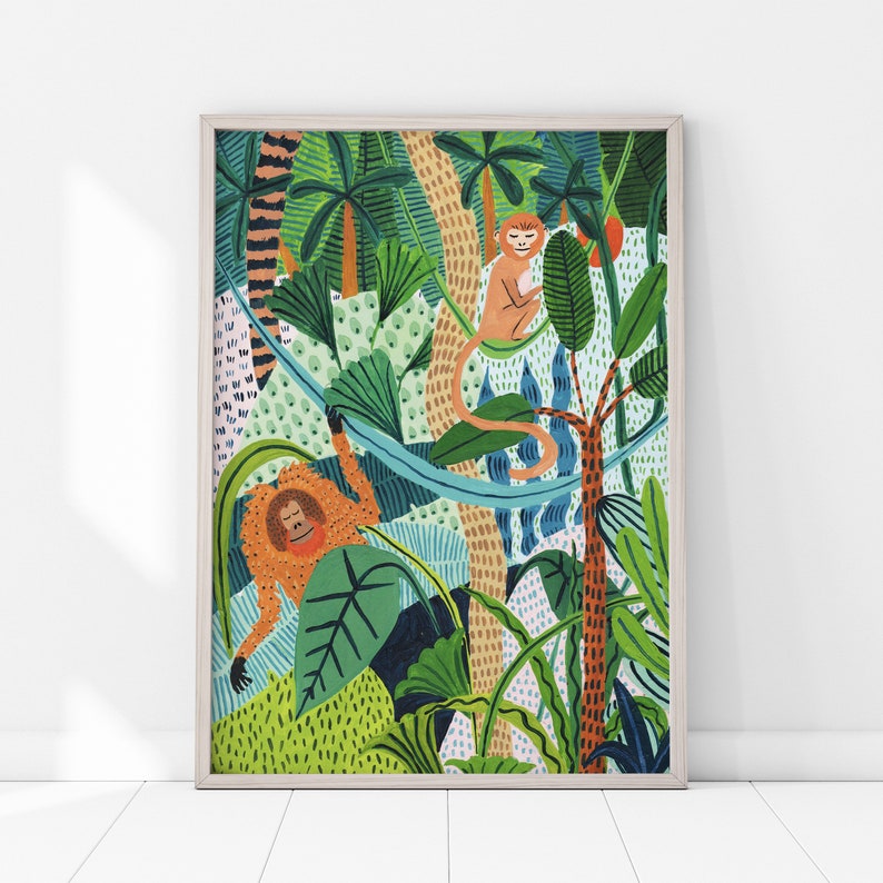 Monkey Print / Orangutan / Botanical Print / Jungle / Tropical / Botanical Illustration /Tropical Art/Nursery Decor/Nursery Wall Art/Safari image 4