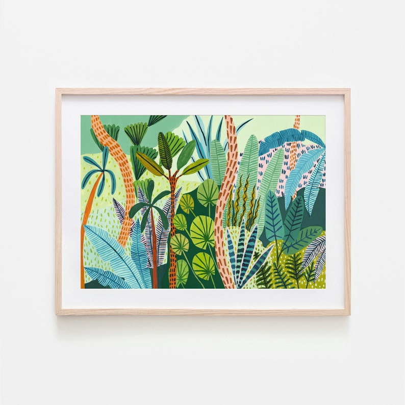 Malaysian Jungle / Botanical Illustration / Jungle Print / Tropical / Home Decor / Dorm Wall Art/Botanical Print/Nursery Decor/Tropical Art image 1