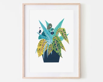 Botanischer Druck / Zimmerpflanzen / Botanische Illustration / Hausdeko / Küchendeko / Einweihungsgeschenk / Geschenk für Sie / Garten