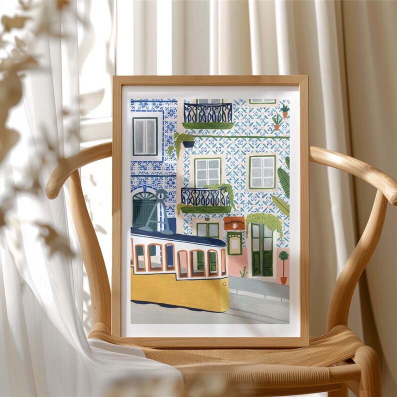 Lisbon Poster Portugal Art Print Kitchen Wall Art Gallery Wall Portuguese Tile Hand Painted Travel New Home Housewarming Gift Colorful image 6