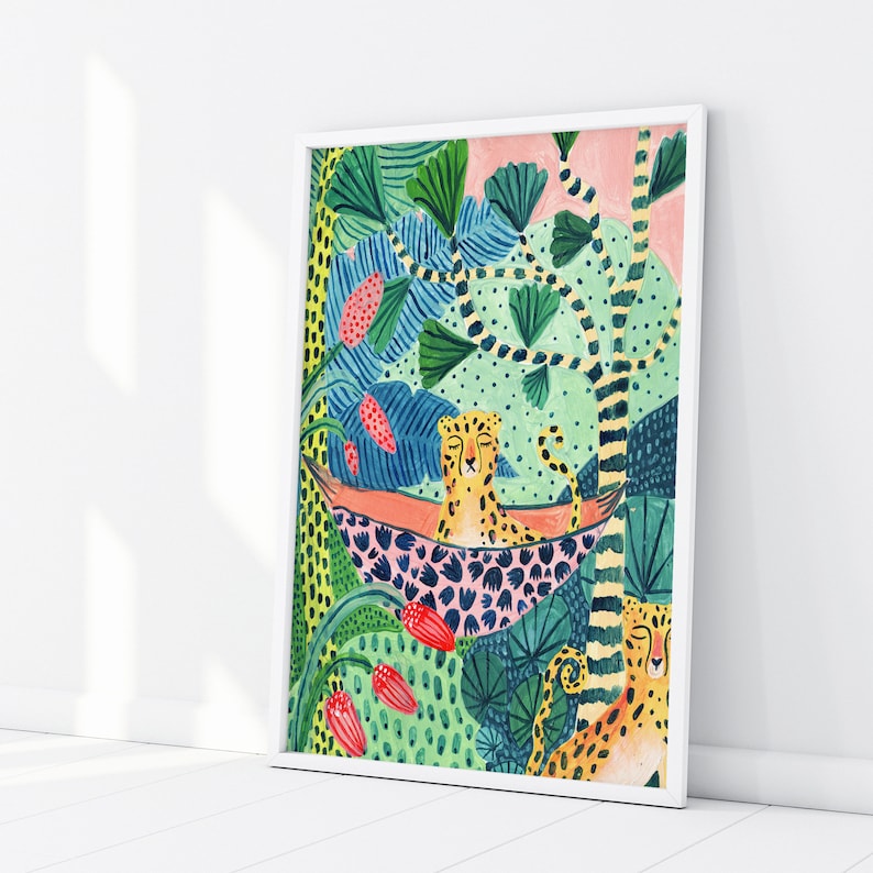 Leopard Print / Botanical Print / Jungle / Safari / Nursery Wall Art / Botanical Illustration / Tropical Art / Jungle Print/Cheetah/Wall Art image 4