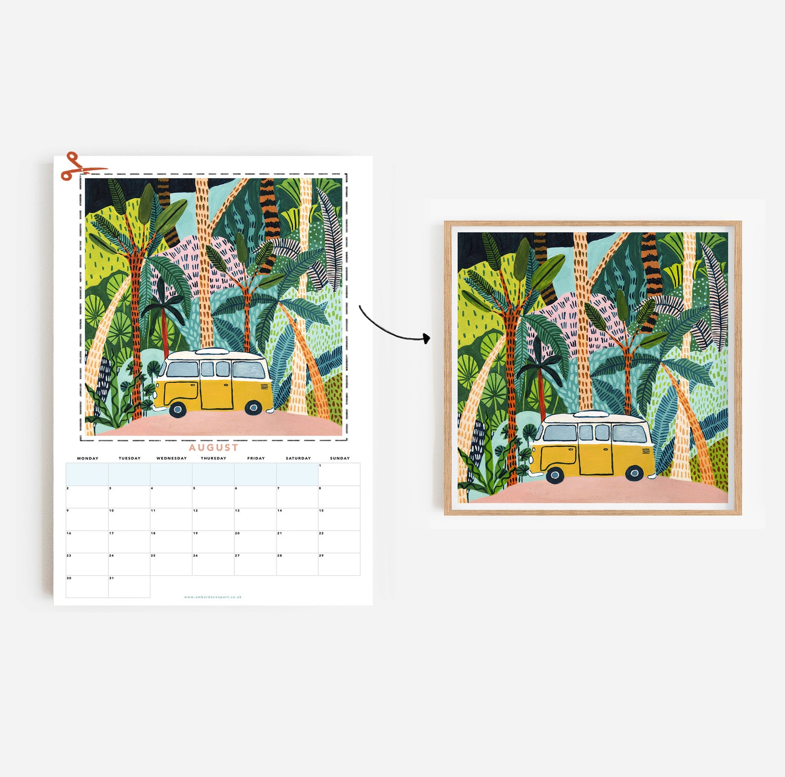 2021 Jungle Wall Calendar Monthly Calendar Illustrated 12 Etsy
