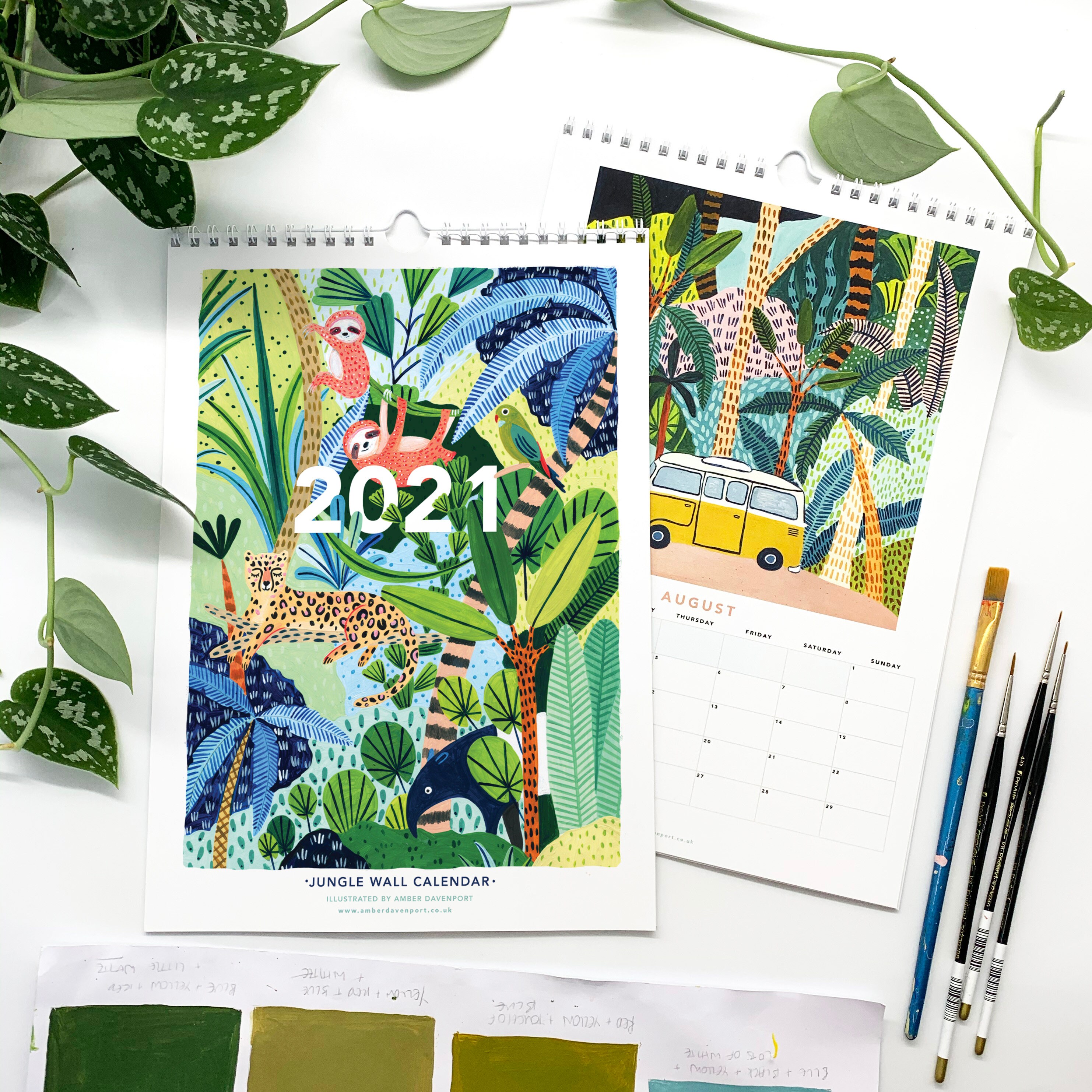 2021 Jungle Wall Calendar Monthly Calendar Illustrated 12 Etsy