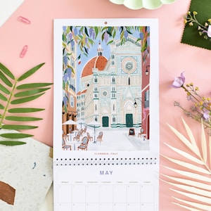 Calendar, 2026 Travel Calendar, Monthly Calendar, Travel wall Calendar, Illustrated 12 Month Calendar, Travel Gift, Wall Decor image 2