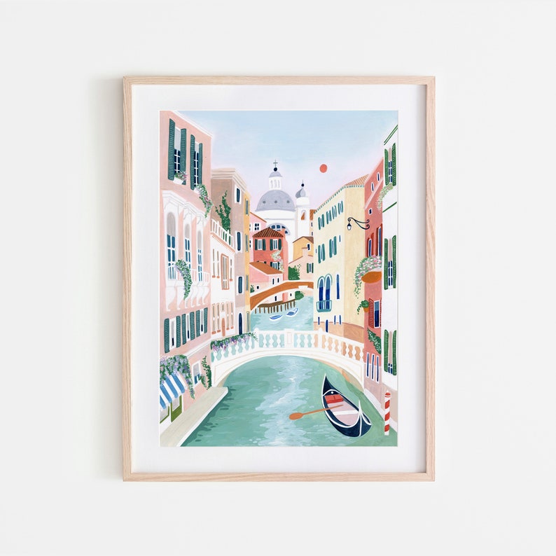 Lámina artística de Venecia, lámina artística de Venecia, pintura de Venecia, regalo de viaje, póster de viaje, compromiso, boda, aniversario, regalo de inauguración de la casa