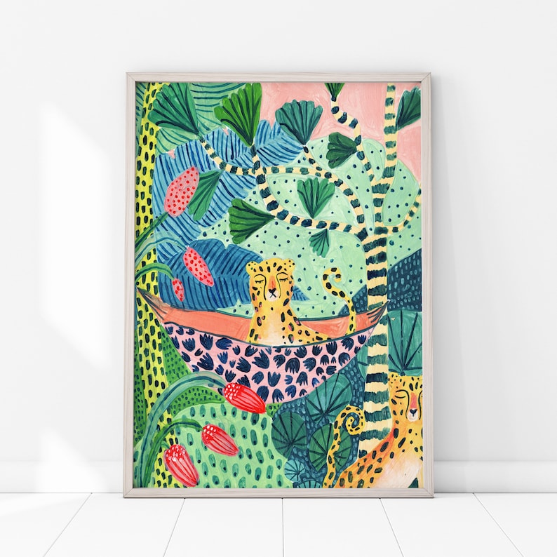 Leopard Print / Botanical Print / Jungle / Safari / Nursery Wall Art / Botanical Illustration / Tropical Art / Jungle Print/Cheetah/Wall Art image 3