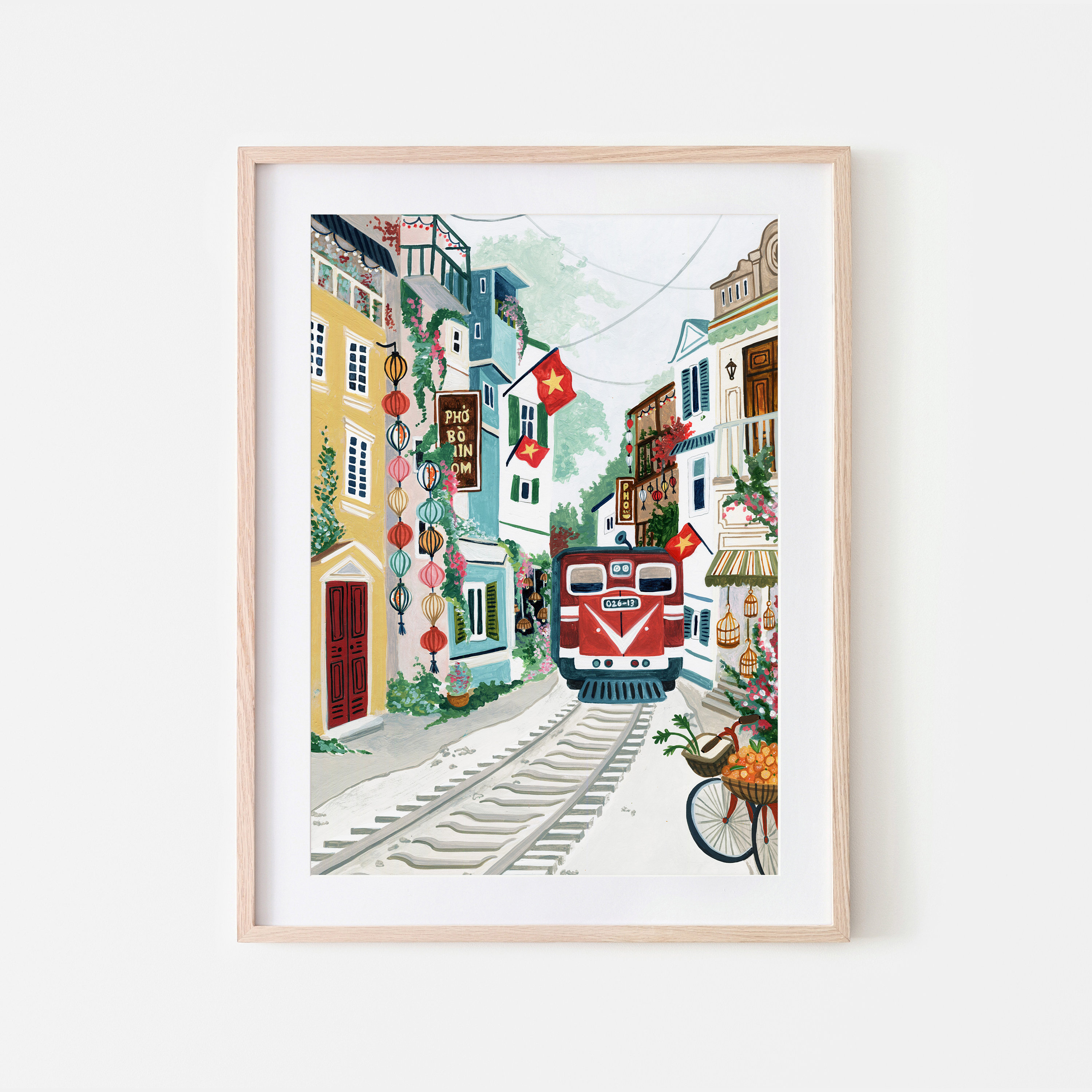 Hanoi Vietnam Art Print, Train street Vietnam, Southeast Asia, Backpacking, Vietnamese Wall Art, Travel Gift, Travel Poster, Housewarming