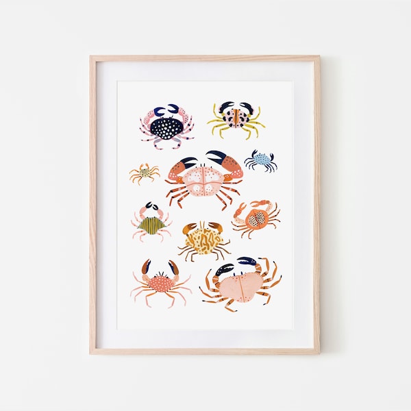 Crab Art Print, Under the Sea, Nursery Wall Art, Nautical, Nursery Decor, Nautical Decor, Sea Life, Nursery Decor, Bathroom Wall Art
