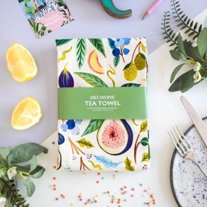 Fig Tea Towel, Kitchen Towel, Kitchen Decor, New Home Gift, Dish Towel, Botanical, Fruit, Housewarming Gift, Kitchenware, 100% Cotton image 1