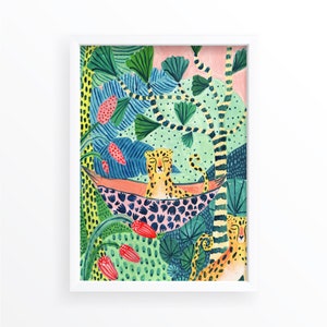 Leopard Print / Botanical Print / Jungle / Safari / Nursery Wall Art / Botanical Illustration / Tropical Art / Jungle Print/Cheetah/Wall Art image 2