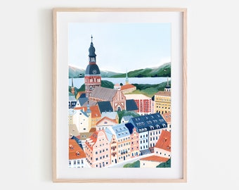 Riga Art Print, Latvia Wall Art, Riga Poster, Travel Gift, Travel Poster, Home Decor, Europe print, Housewarming