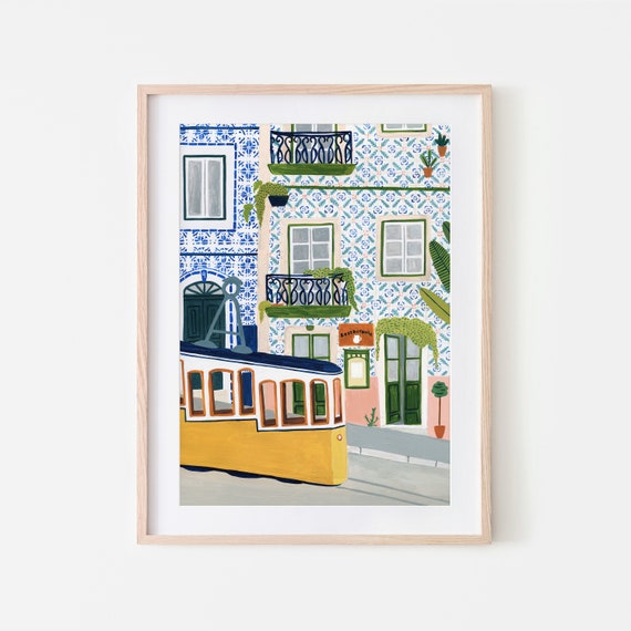 Lisbon Poster Portugal Art Print Kitchen Wall Art Gallery Wall Portuguese Tile Hand Painted Travel New Home Housewarming Gift Colorful