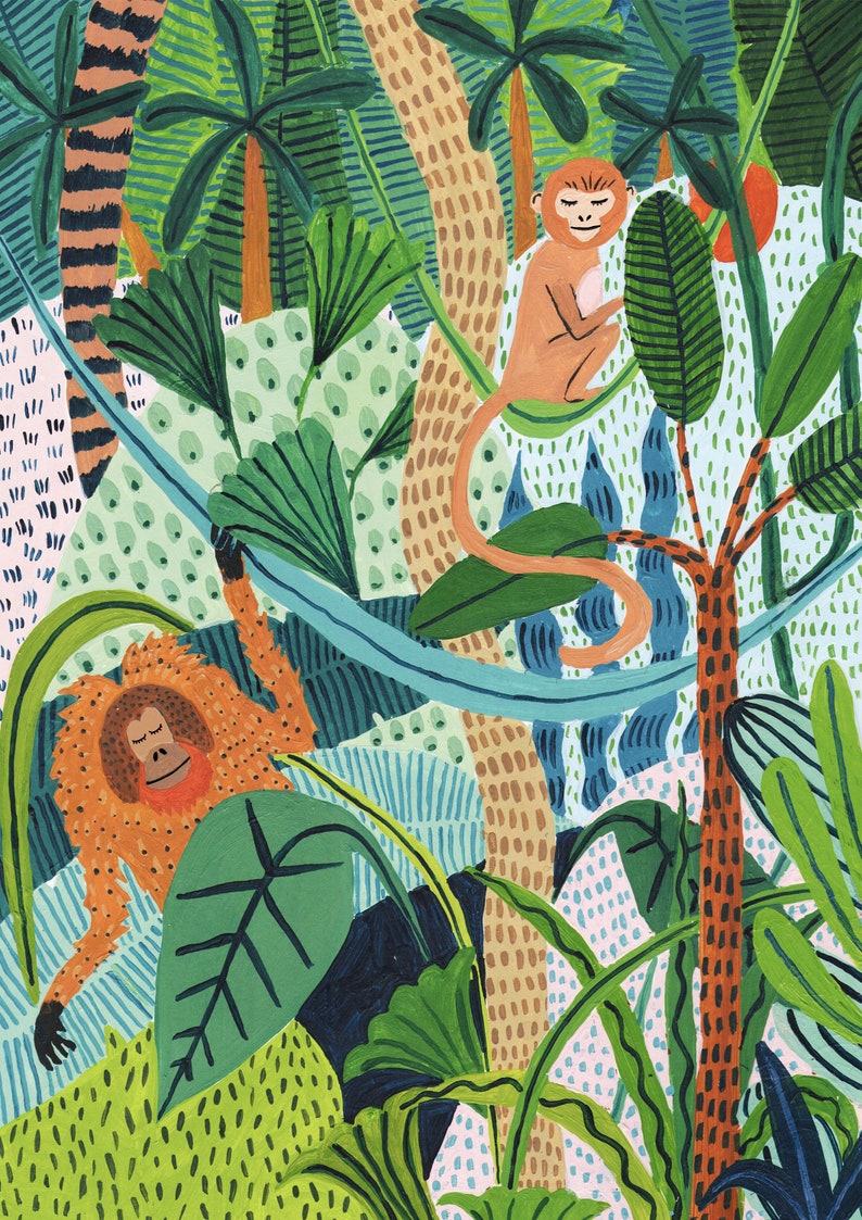 Monkey Print / Orangutan / Botanical Print / Jungle / Tropical / Botanical Illustration /Tropical Art/Nursery Decor/Nursery Wall Art/Safari image 7