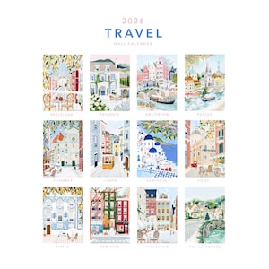 Calendar, 2026 Travel Calendar, Monthly Calendar, Travel wall Calendar, Illustrated 12 Month Calendar, Travel Gift, Wall Decor image 9