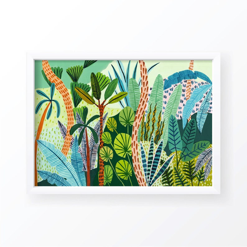 Malaysian Jungle / Botanical Illustration / Jungle Print / Tropical / Home Decor / Dorm Wall Art/Botanical Print/Nursery Decor/Tropical Art image 2