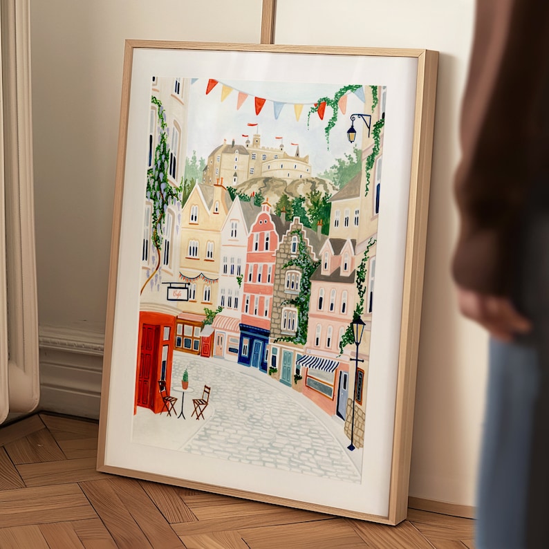 Edinburgh Poster Skottland Konsttryck Stadsväggkonst Lägenhetskök Väggkonst Galleri Bokinspirerad Reseaffisch Nytt Hem Inflyttningspresent bild 7