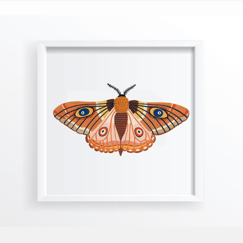 Autumn Moth Print, Insect Print, Butterfly, Nursery Wall Art, Bugs Print, Kids Room Decor, Animal Nursery, Bugs Art, Woodland Nursery, Fall image 2