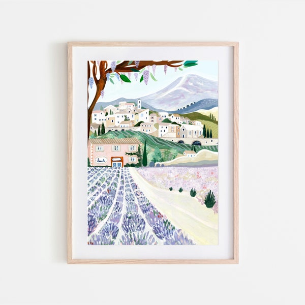 Provence Art Print, Frankreich Art Print, Lavendelfelder, Reisegeschenk, Reiseplakat, Frankreich Wandkunst, Reisegeschenk, Dekoration, Einweihungsparty