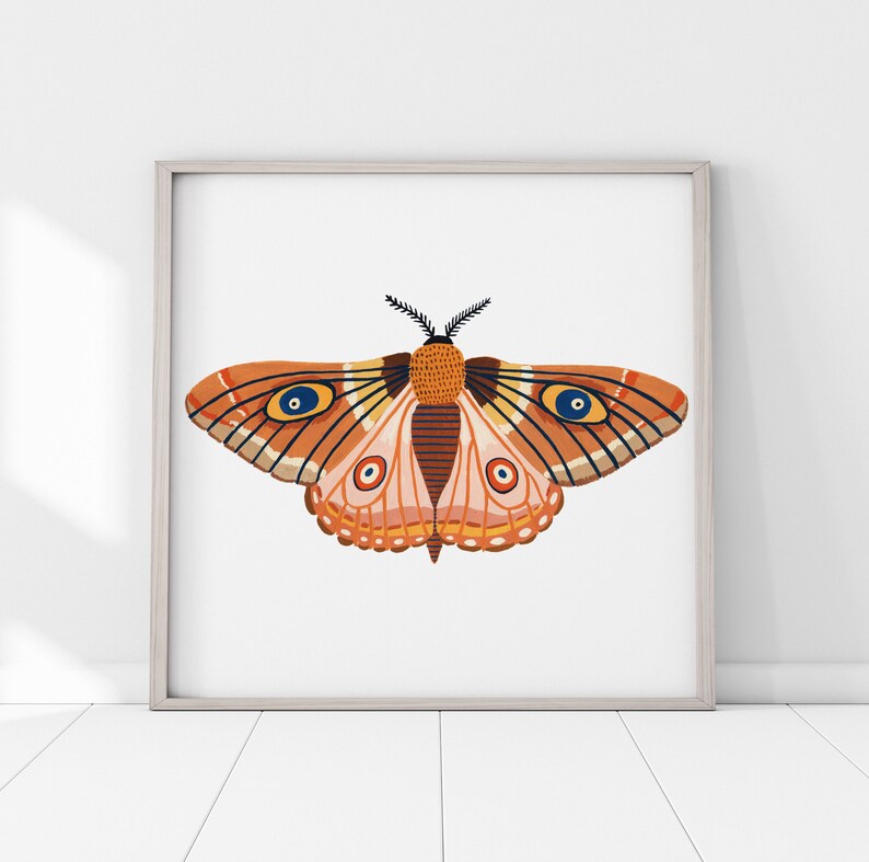 Autumn Moth Print, Insect Print, Butterfly, Nursery Wall Art, Bugs Print, Kids Room Decor, Animal Nursery, Bugs Art, Woodland Nursery, Fall image 6
