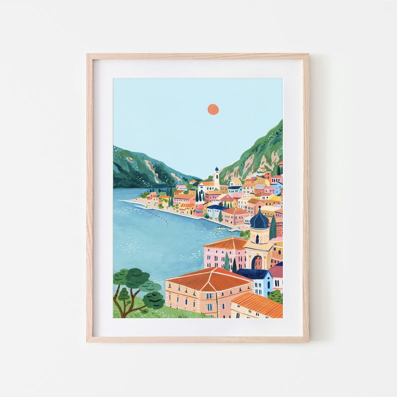 Impresión de viaje del lago de Garda, impresión artística de Italia, regalo de viaje, póster de viaje, impresión de Europa, lagos italianos, norte de Italia, regalo de inauguración de la casa