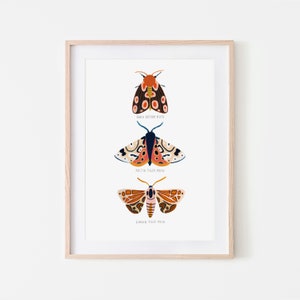 Moth Trio Print, Insect Print, Nursery Wall Art, Bugs Print, Kids Room Decor, Animal Nursery, Bugs Art, Woodland Nursery, Gallery Wall