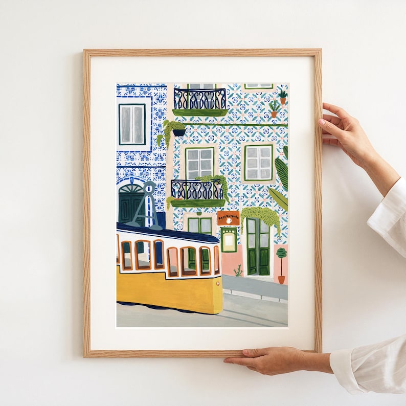 Lisbon Poster Portugal Art Print Kitchen Wall Art Gallery Wall Portuguese Tile Hand Painted Travel New Home Housewarming Gift Colorful image 4