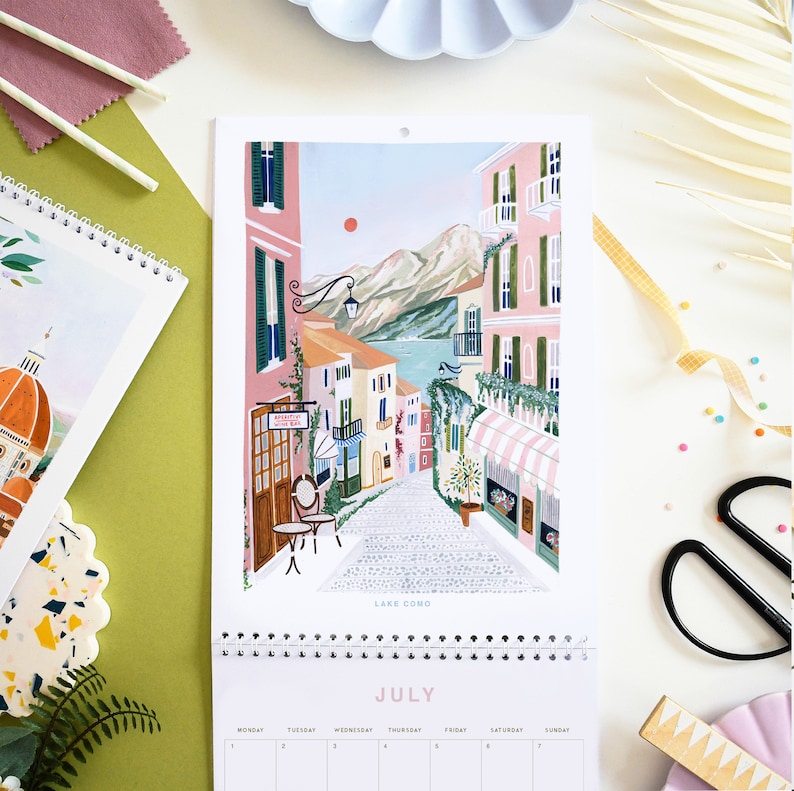 Calendar, 2024 Italy Travel Calendar, Monthly Calendar, Travel wall Calendar, Illustrated 12 Month Calendar, Travel Gift, Wall Decor image 7