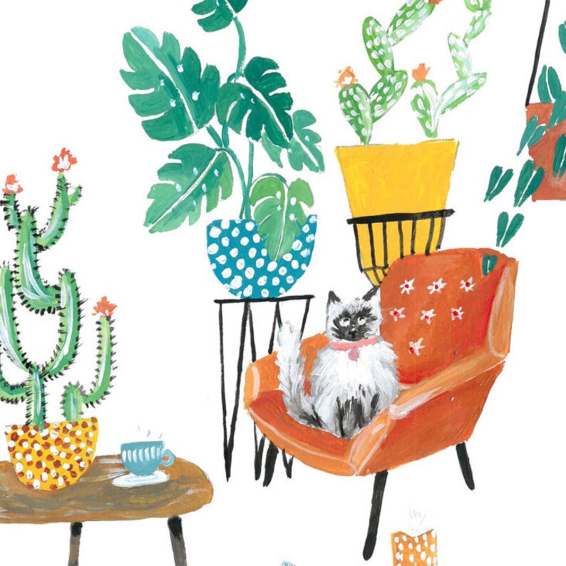 White Cat / Cat Art / Cat Lover Gift / Home Decor / Cat Print Etsy