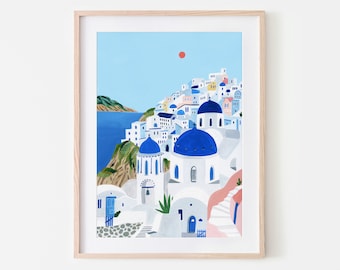 Santorini, Greece Art Print, Santorini Wall Art, Travel Print, Travel Poster, Europe Print, Wall Decor, Housewarming Gift, Anniversary Gift