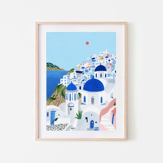Wall Hangings Home Décor Home & Living Santorini Print Coastal Wall Art