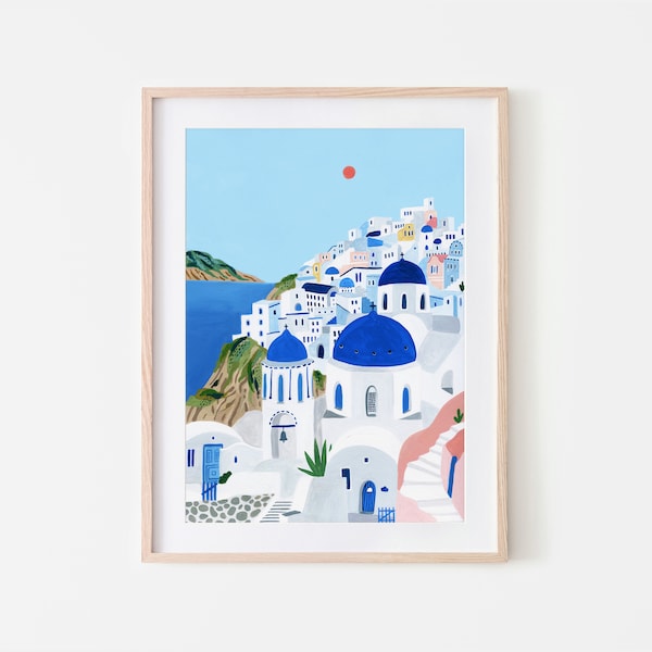 Santorini, Greece Art Print, Santorini Wall Art, Travel Print, Travel Poster, Europe Print, Wall Decor, Housewarming Gift, Anniversary Gift