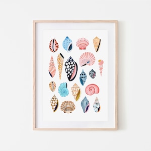 Sea Shells Art Print, Under the Sea, Nursery Wall Art, Nautical, Nursery Decor, Nautical Decor, Sea Life, Nursery Decor, Bathroom Wall Art