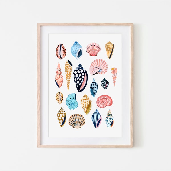 Sea Shells Art Print, Under the Sea, Nursery Wall Art, Nautical, Nursery Decor, Nautical Decor, Sea Life, Nursery Decor, Bathroom Wall Art