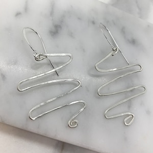 TIDE EARRINGS, sterling silver, minimalist squiggle earrings