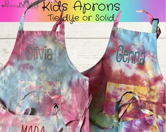 Apron - Tie Dye Apron - Personalized Child Apron - Paint Party,Baking,Crafting,Art, cooking - QUANTITY DISCOUNT