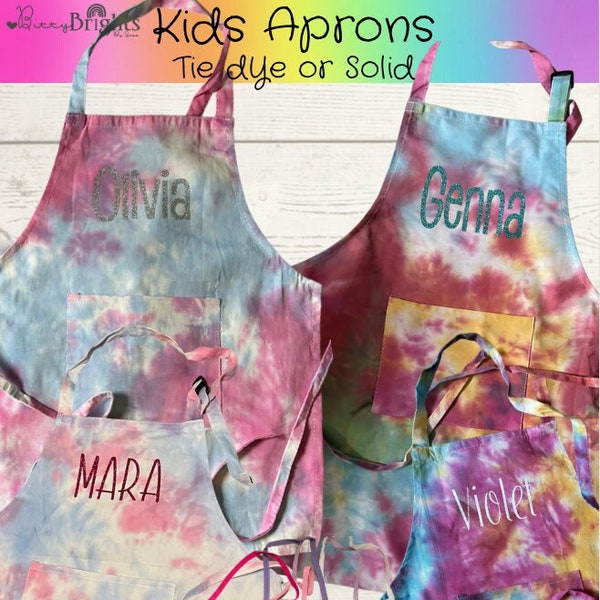 Apron - Tie Dye Apron - Personalized Child Apron - Paint Party,Baking,Crafting,Art, cooking - QUANTITY DISCOUNT