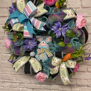 Easter wreath, Easter bunny wreath, Easter decorations, Easter decor, Bunny front door wreath